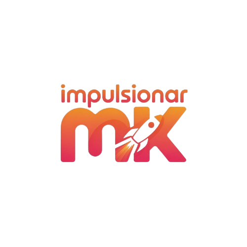 Logo criada para o site Impulsionar MK, transmitindo modernidade e foco em estratégias de marketing digital.